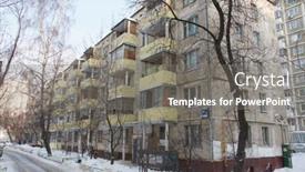  Presentation with housing - Beautiful presentation theme featuring moscow-january-2016-old-five backdrop and a  colored foreground