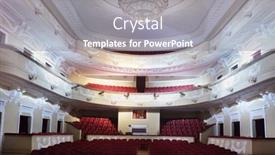  Presentation with decision - Colorful presentation design enhanced with moscow-january-27-empty-hall backdrop and a  colored foreground