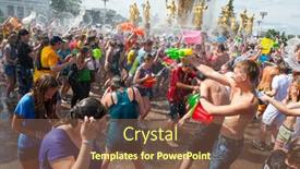  Presentation with water fountain - Colorful slide deck enhanced with moscow-july-14-young-people backdrop and a tawny brown colored foreground