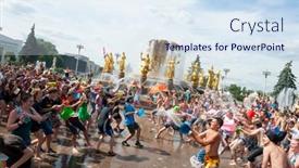  Presentation with water fountain - PPT layouts enhanced with moscow-july-14-young-people background and a sky blue colored foreground