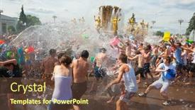  Presentation with water fountain - Beautiful slides featuring globalization advertising event media infomation backdrop and a light gray colored foreground.