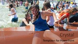  Presentation with water fountain - Beautiful slide deck featuring moscow-july-14-young-people backdrop and a red colored foreground