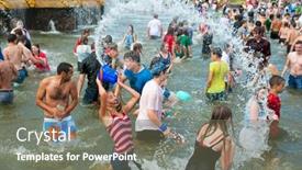  Presentation with water fountain - Slide set featuring moscow-july-14-young-people background and a gray colored foreground