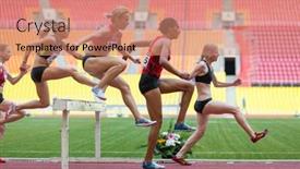  Presentation with obstacles - Presentation theme consisting of moscow-jun-11-women background and a coral colored foreground