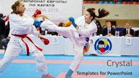  Presentation with sports arena - Theme having moscow-jun-9-fight-between background and a light blue colored foreground