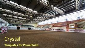  Presentation with equestrian - PPT theme featuring moscow-jun-9-indoor-riding background and a tawny brown colored foreground