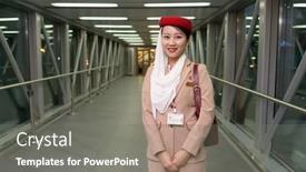  Presentation with passenger movements - PPT theme consisting of moscow-june-04-emirates-crew background and a gray colored foreground