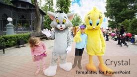  Presentation with street children - Beautiful theme featuring moscow-june-1-children backdrop and a coral colored foreground