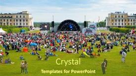  Presentation with jazz - Presentation design enhanced with moscow-june-14-people-attend background and a tawny brown colored foreground