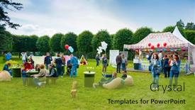  Presentation with jazz - Cool new presentation theme with moscow-june-14-people-attend backdrop and a gold colored foreground