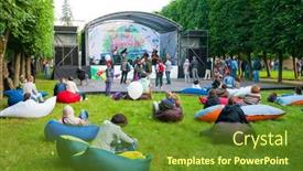  Presentation with jazz - Slides having moscow-june-14-people-attend background and a tawny brown colored foreground