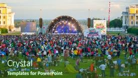  Presentation with jazz - PPT theme having moscow-june-14-people-attend background and a tawny brown colored foreground