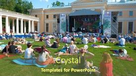  Presentation with jazz - Slide deck with moscow-june-15-people-attend background and a tawny brown colored foreground