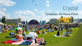  Presentation with jazz - Slides having moscow-june-15-people-attend background and a light blue colored foreground