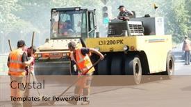  Presentation with road repair - Beautiful slide set featuring moscow-june-22-brigade backdrop and a coral colored foreground
