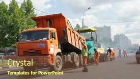  Presentation with road repair - Beautiful presentation design featuring moscow-june-22-brigade backdrop and a tawny brown colored foreground