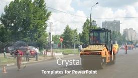  Presentation with road repair - Presentation theme with moscow-june-22-brigade background and a gray colored foreground