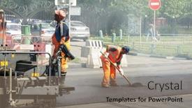  Presentation with road repair - Colorful presentation enhanced with moscow-june-22-brigade backdrop and a coral colored foreground