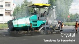  Presentation with road repair - Audience pleasing presentation theme consisting of moscow-june-22-brigade backdrop and a dark gray colored foreground