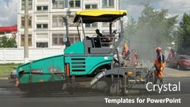  Presentation with road repair - Presentation theme enhanced with moscow-june-22-brigade background and a dark gray colored foreground