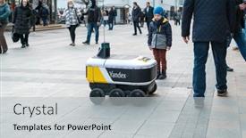  Presentation with autonomous robot - Beautiful slide set featuring moscow-june-26-2021-modern backdrop and a light gray colored foreground