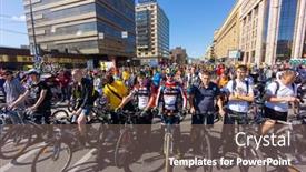  Presentation with paths - Theme featuring moscow-june-29-people-take background and a  colored foreground