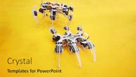  Presentation with robots - Beautiful PPT theme featuring moscow-june-29-robots backdrop and a yellow colored foreground