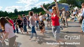  Presentation with festival dance - Theme enhanced with moscow-june-5-people-dance background and a gray colored foreground