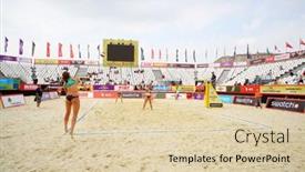  Presentation with beach volleyball - PPT theme having moscow-june-6-area background and a lemonade colored foreground