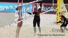  Presentation with volleyball - Slides having moscow-june-6-female-athletes background and a soft green colored foreground