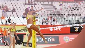  Presentation with beach volleyball - Amazing slides having moscow-june-6-two-athletes backdrop and a coral colored foreground