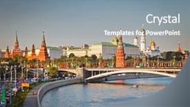  Presentation with merger sunset - Presentation theme with moscow kremlin at sunset background and a mint green colored foreground
