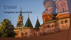  Presentation with blessed - Colorful slide set enhanced with moscow-kremlin-spasskaya-tower backdrop and a teal colored foreground
