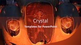  Presentation with vintage car - Theme with moscow-mar-07-2016-dirty background and a tawny brown colored foreground