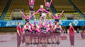  Presentation with sports cheerleading - PPT layouts enhanced with moscow-mar-24-cheerleaders-girl background and a violet colored foreground
