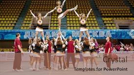  Presentation with sports cheerleading - PPT layouts having enjoyment friends together unity social background and a gray colored foreground