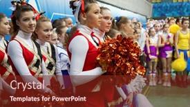  Presentation with cheerleading - Slide deck featuring moscow-mar-24-girls-participants background and a tawny brown colored foreground