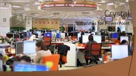  Presentation with office buildings - Presentation consisting of moscow-mar-5-employees-work background and a coral colored foreground