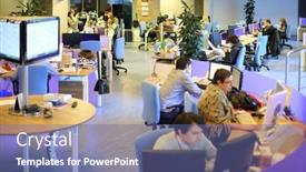  Presentation with office buildings - Presentation theme featuring moscow-mar-5-tables-around background and a ocean colored foreground