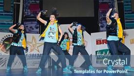  Presentation with break dance - Slide deck consisting of moscow-march-27-members-break background and a ocean colored foreground