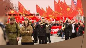  Presentation with communist russia - Amazing slide deck having moscow-may-1-communist-party backdrop and a coral colored foreground