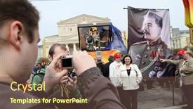  Presentation with stalin - PPT theme featuring moscow-may-1-communist-party background and a tawny brown colored foreground