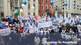  Presentation with government - Audience pleasing PPT theme consisting of moscow-may-1-people-stands backdrop and a ocean colored foreground