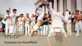  Presentation with art dance - Presentation design featuring moscow-may-15-real-capoeira background and a mint green colored foreground
