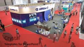  Presentation with helicopter - Presentation design consisting of moscow-may-21-international-exhibition background and a red colored foreground