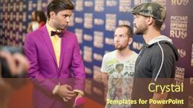  Presentation with music band - Theme with moscow-may-25-presenter-interviewing background and a tawny brown colored foreground