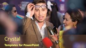  Presentation with interview - PPT layouts consisting of balcony plants blue flowers in decorative pails background and a dark gray colored foreground