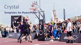  Presentation with game world - Presentation design featuring moscow-may-27-game-between background and a sky blue colored foreground