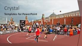  Presentation with forum - Slide set having logistics and transportation of cargo background and a coral colored foreground.