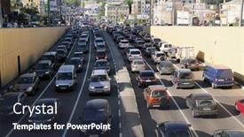  Presentation with traffic jam - Amazing theme having moscow-may-5-cars-stands backdrop and a tawny brown colored foreground